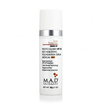 Photo Guard SPF 50 Self Adjusting Foundation Serum Medium | Подстраивающаяся сыворотка-основа под макияж с защитой SPF50 Medium, 30г - MAD Skincare