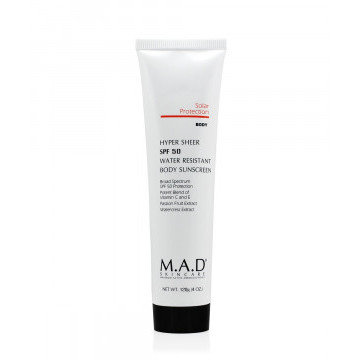 Hyper Sheer SPF 50 water Resistant Body Lotion | Лосьон для тела водооталкивающий защитный SPF 50, 120мл - MAD Skincare